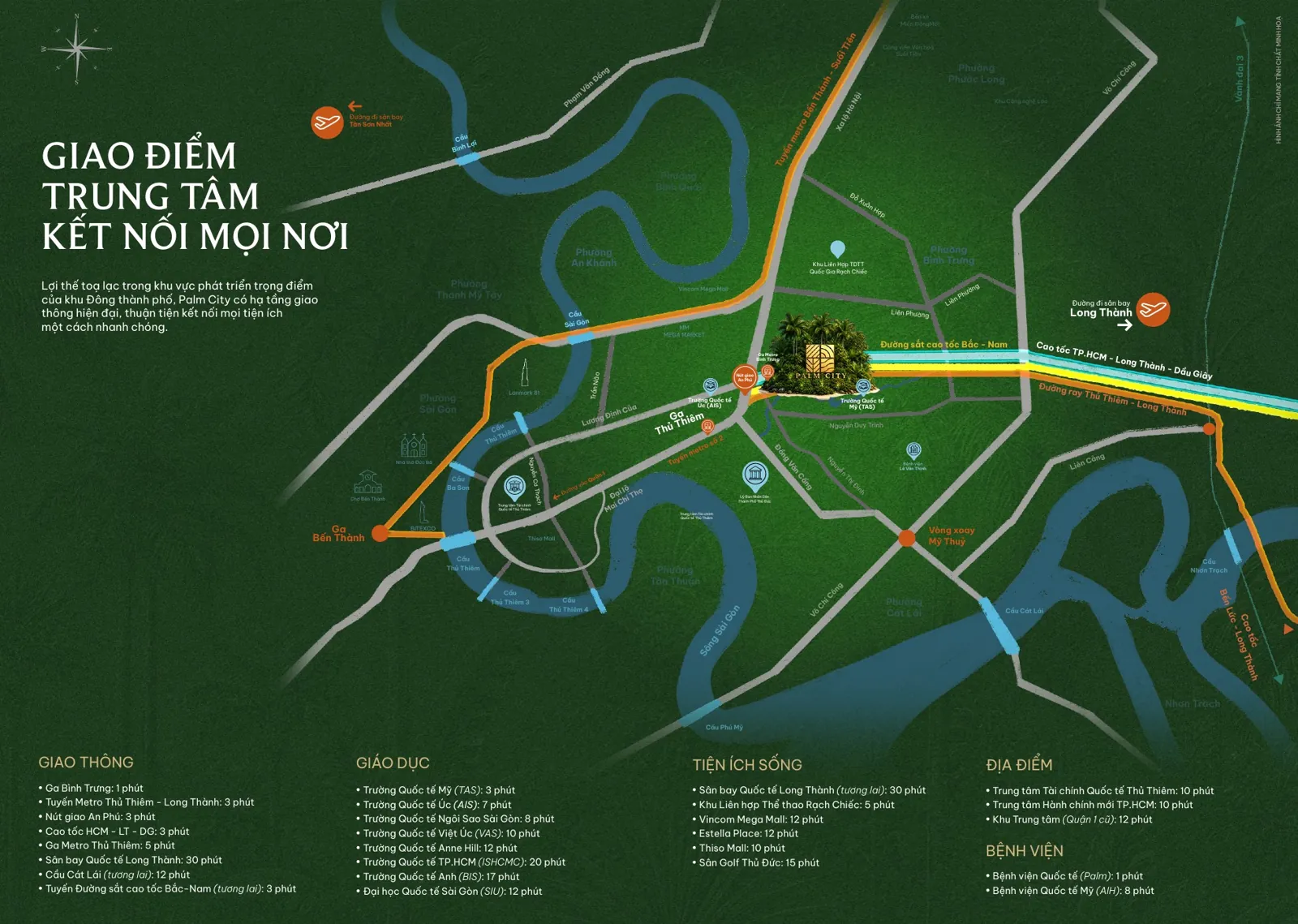 Bản đồ vị trí và kết nối giao thông Palm City tại phường Bình Trưng, TP. Thủ Đức