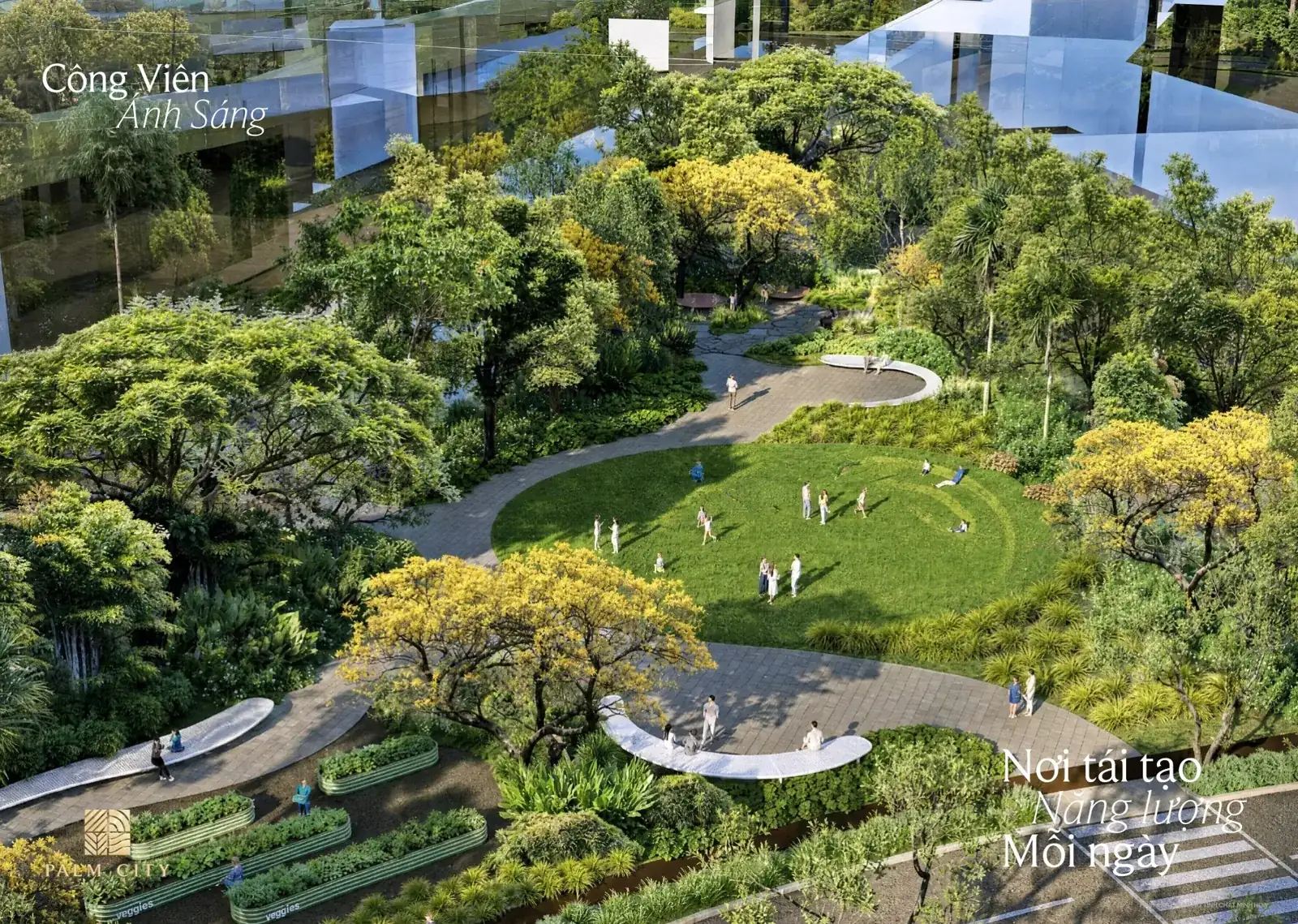 Công viên ánh sáng lung linh về đêm tại Palm City