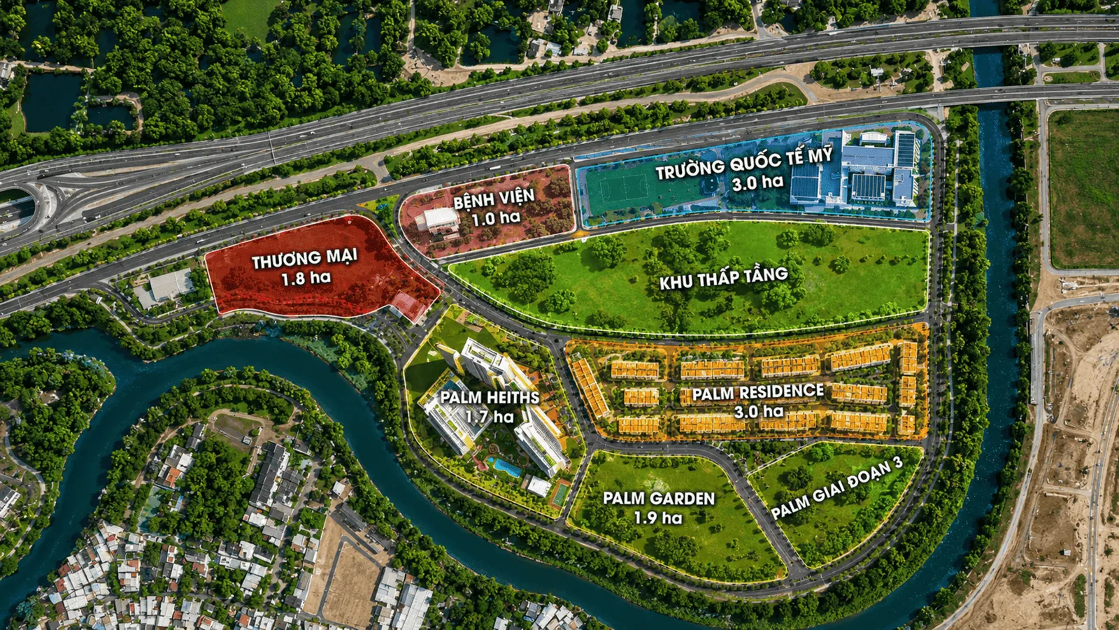 Sơ đồ quy hoạch tổng thể khu đô thị Palm City 30,2 ha tại TP. Thủ Đức